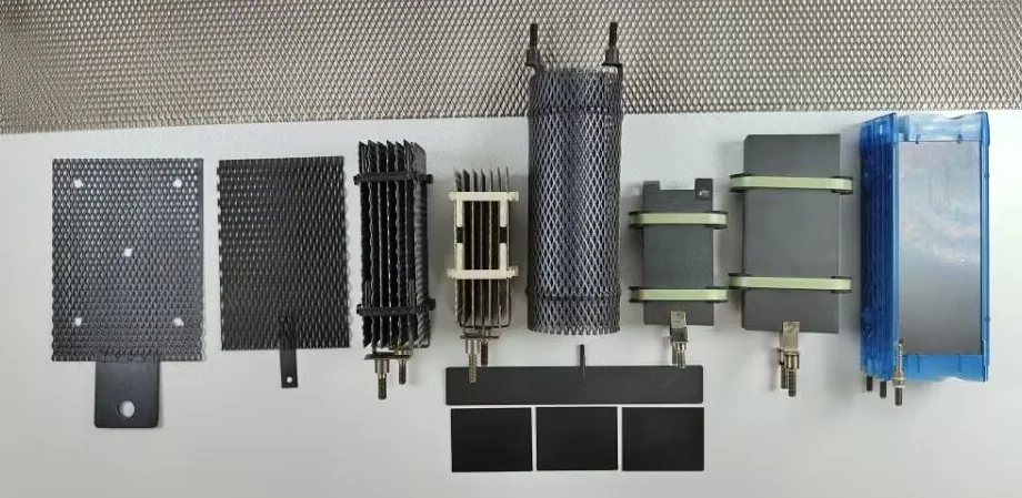 Range of MMO coated titanium anodes — mesh, plate, stacked and tubular